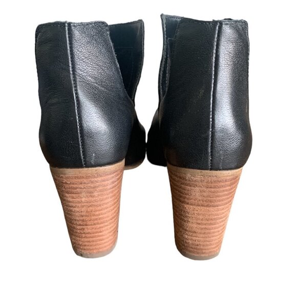 Steve Madden Nello Leather Open Toe Bootie Stack Heel 6.5M Black 135E - Picture 7 of 8